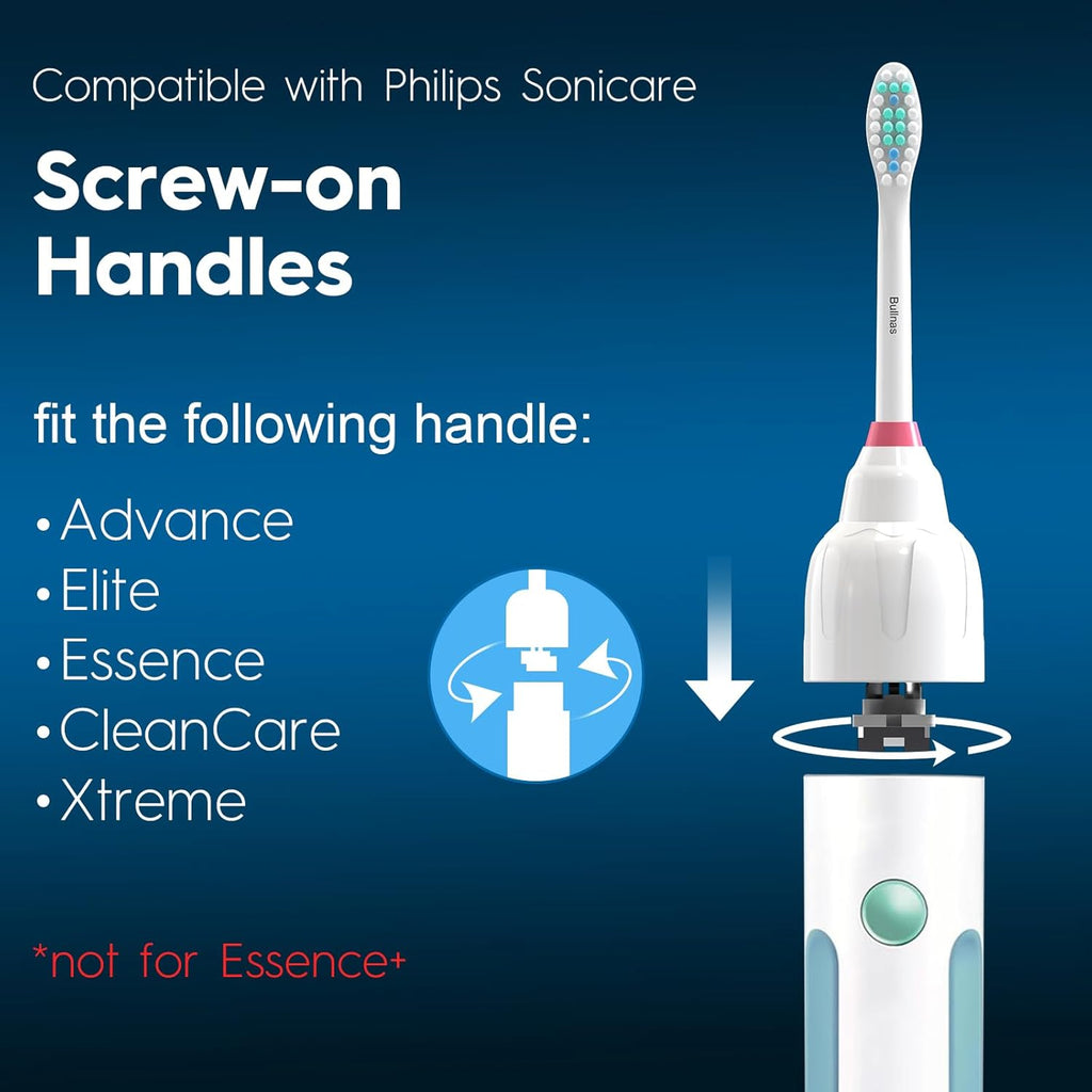 Replacement Brush Heads Compatible with Philips Sonicare, Compatible with Sonicare E Series Essence Xtreme Elite Advance and CleanCare Screw-on Electric Toothbrush, BN728, 8 Pack