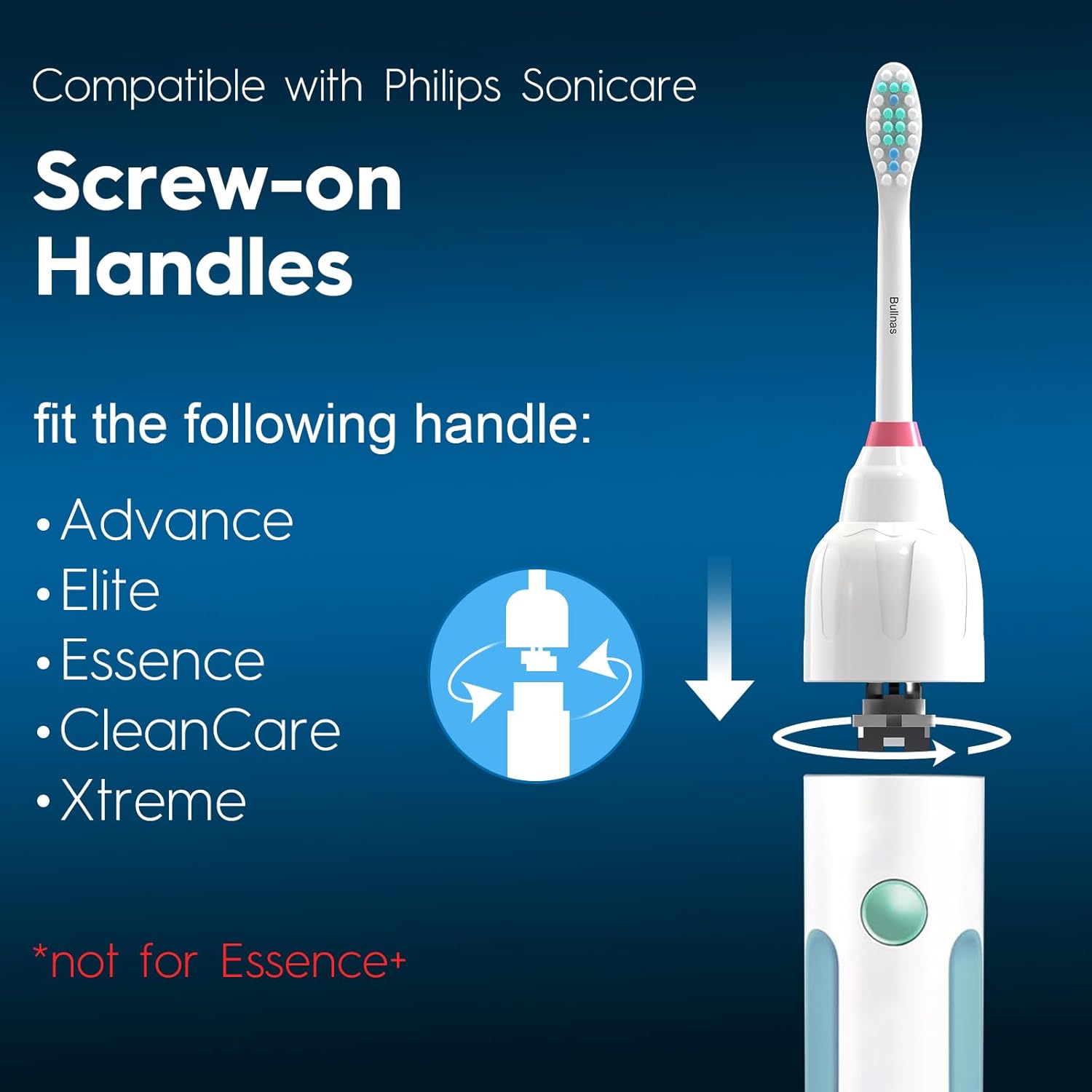 Replacement Brush Heads Compatible with Philips Sonicare, Compatible with Sonicare E Series Essence Xtreme Elite Advance and CleanCare Screw-on Electric Toothbrush, BN728, 8 Pack