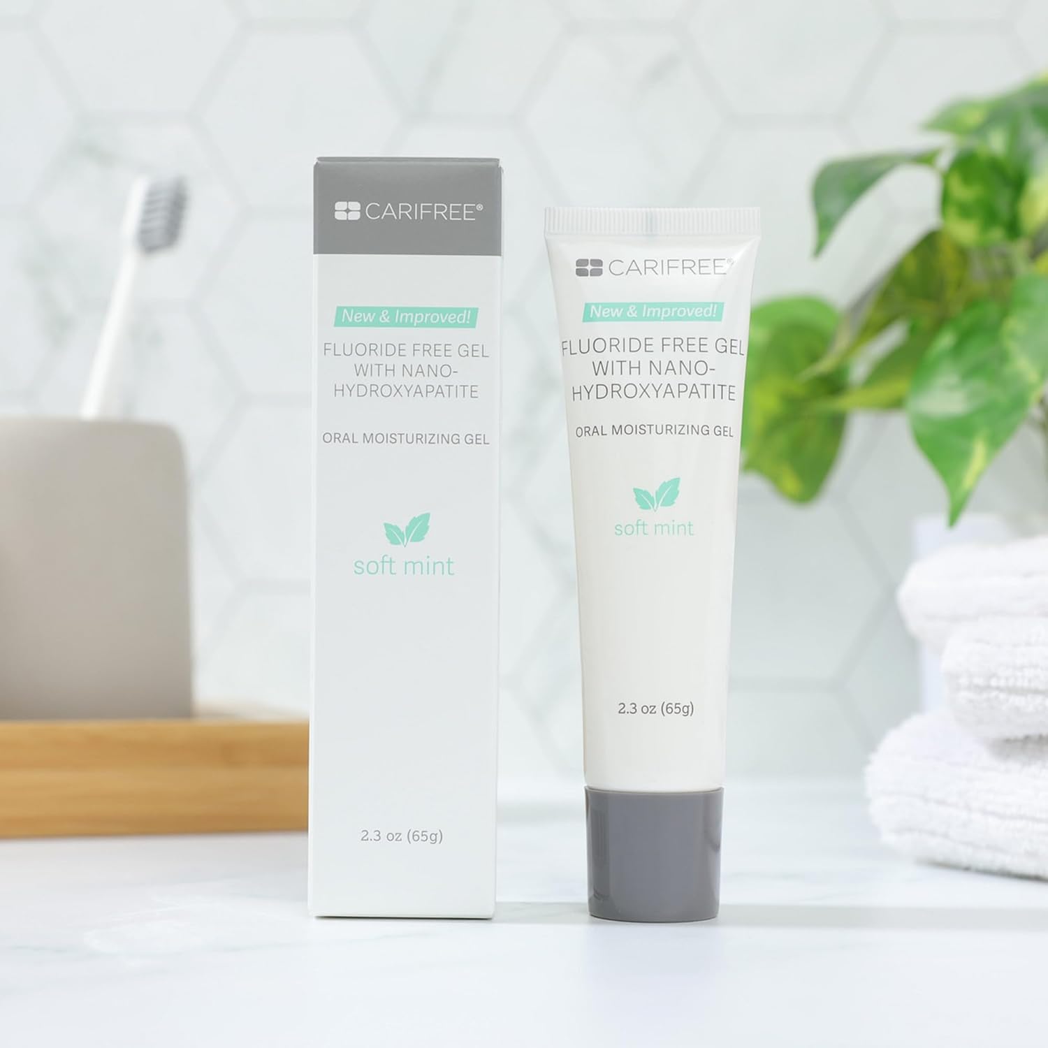 CariFree Fluoride Free Gel, Mint Flavored, Nano Hydroxyapatite Toothpaste, Neutralizes pH, Freshens Breath & Moistens Mouth, Dentist Recommended for Oral Care, (2.3 Ounce (Pack of 1), Soft Mint