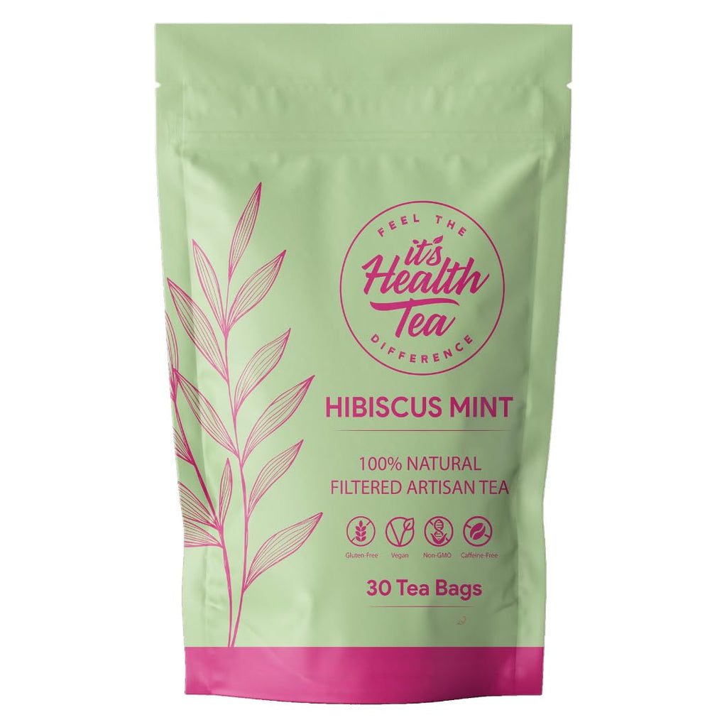 Hibiscus Mint Herbal Tea – 30 Tea Bags – Caffeine-Free, Antioxidant-Rich Blend for Heart, Immune & Digestive Support – Refreshing Herbal Infusion