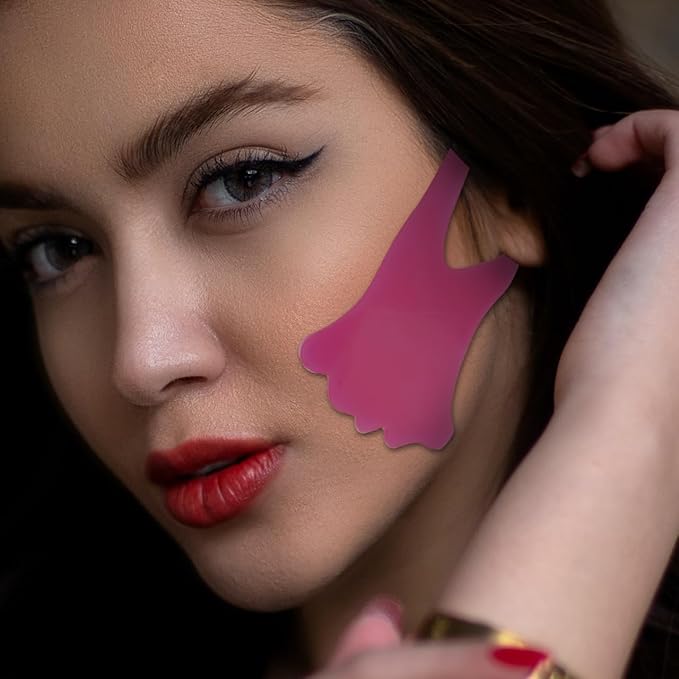 2Pcs Wrinkle Nasolabial Folds Sticker, Anti-Wrinkle Face Patches for Girls Women, Silicone Rosy Facial Care Stickers Lines, Mouth Wrinkles, and