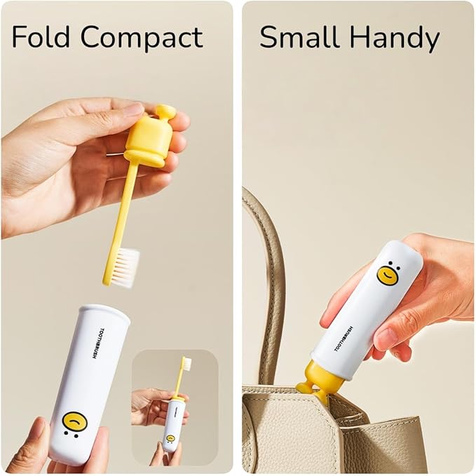 Folding Toothbrush with Built-in Cover, Perfect for Travel, Hiking & Camping, Compact & Portable, Toothbrush with Soft Bristles, for Adults & Kids (3 Count)