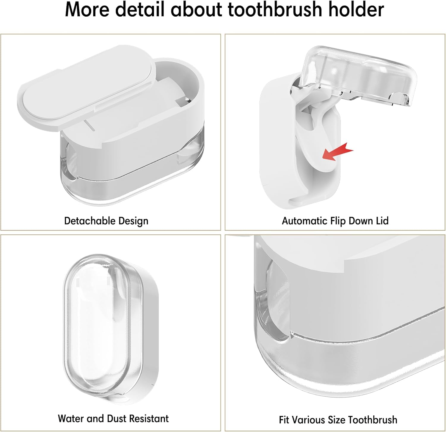 BALUCA 3 PCS Travel Toothbrush Head Covers Caps, Tooth Brush Protector Case Wall Mounted Hanging Rack Organizer for Travel, Camping, Bathroom, School, Business (White)