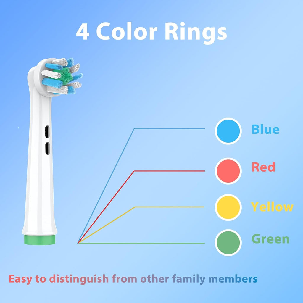Replacement Heads Compatible with Oral B Braun Pro 100, 500, 1000, Vitality, Smart, Genius, Cross Bristles for Deeper Plaque Removal, Pack of 4 Electric Toothbrush Heads Refills, White