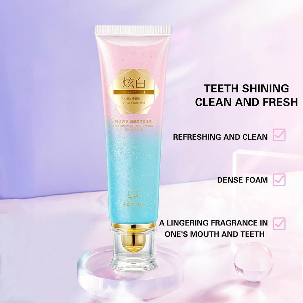 2Pcs Acssart Radiant Whitening Toothpaste,Niacinamide Whitening Toothpastes, Fresh Breath Stain Removal