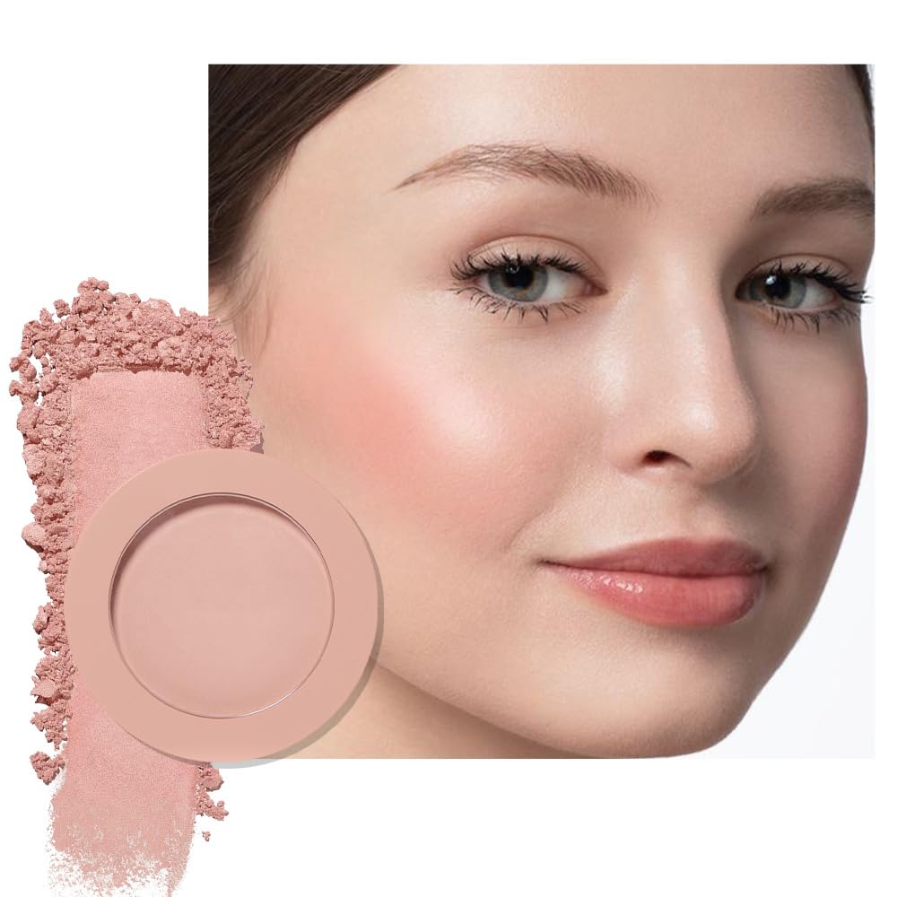 Single Nude Beige Matte Powder Blush Palette Face Makeup, Blush for Looks Younger Cheeks, Monochrome Cream Blushes Lightweight Long Lasting, Blush for Women All Skin Tones Paleta de, 02