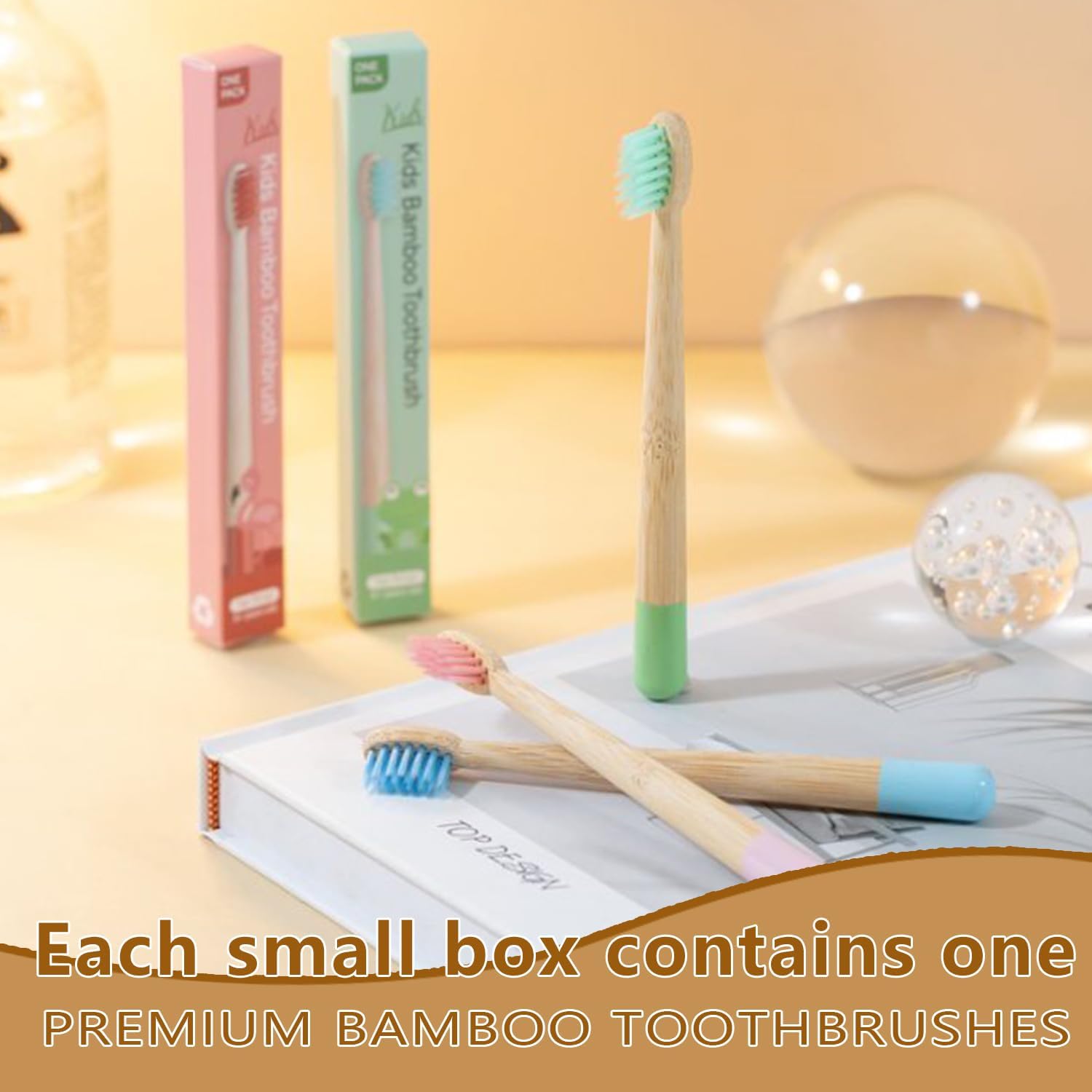 Kids Bamboo Toothbrushes, BPA Free Extra Soft Bristles for Children, Eco-Friendly Natural Bamboo Toddler Toothbrusht, Biodegradable Compostable Tooth Brushes(6 Pack)