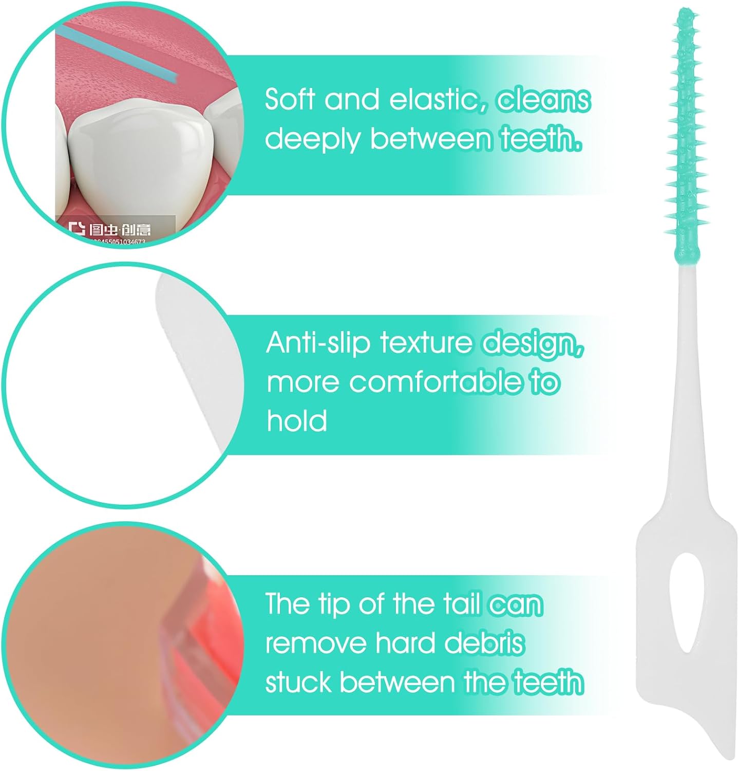 1440 Pieces Dual Purpose Toothpick, Dual-Use Interdental Brushes Soft Silicone Interdental Brushes Disposable Dental Picks Premium Dental Floss Picks 360° Bendable Braces Brush, with Carry Case