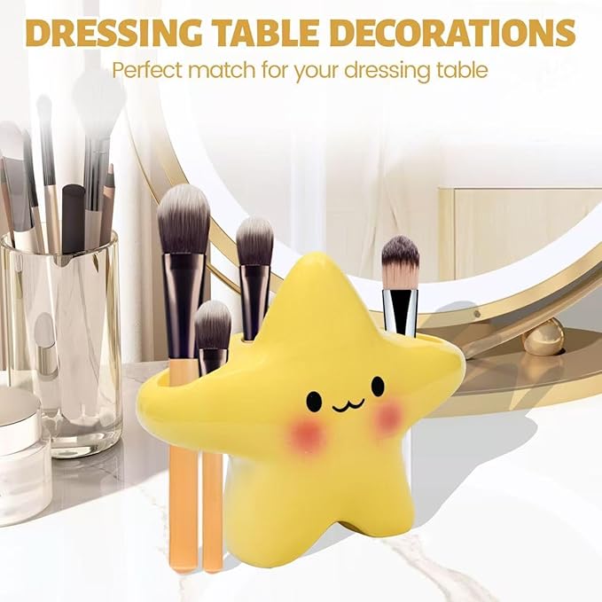 Toothbrush Holder, Yellow Ceramic Multi-Purpose Organizer for Bathroom Decor, Makeup Brush Stand, Bathroom, Kitchen, Bedroom, Office Decor