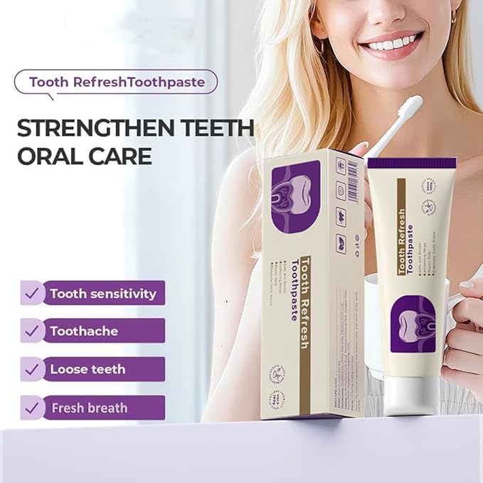 Tooth Refresh Toothpaste, Fresh Breath Whitening Toothpaste, Fresh Minty Gel - Natural Oral Care with Enamel Repair, Helps Remove Coffee, Tea & Wine Stains, Gentle & Effective for Daily Use（ 2pcs）