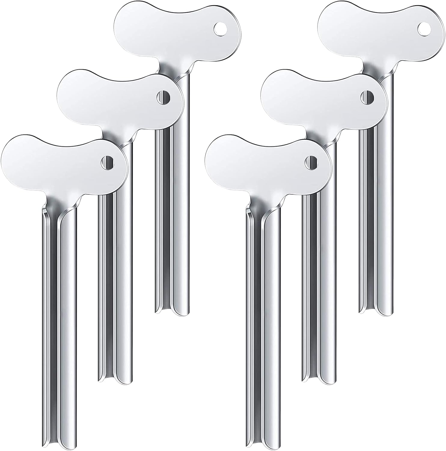 ZOCONE Toothpaste Squeezer, 6pcs Metal Tube Squeezer Key Stainless Steel Toothpaste Roller Tube Wringer for Paint, Cream, Cosmetic and Hair Dye(E)