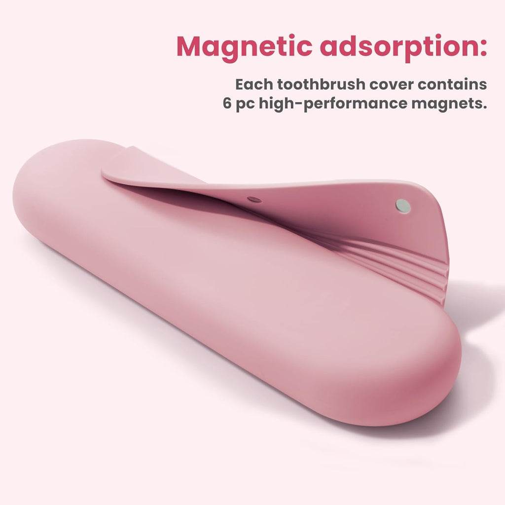 Silicone Electric Toothbrush Travel Cover, Toothbrush Travel Containers Bag Case,Keeps Toothbrush Fresh and Clean, Fits Most Manual and Electric Toothbrushes - Pink