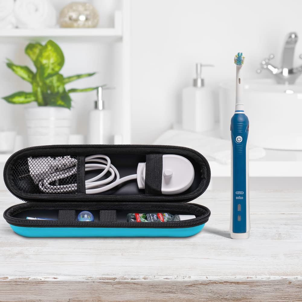 Nincha EVA Electric Toothbrush Case - Durable Hard Shell Travel Case with Mesh Pocket - Fits Most Powered Toothbrush Products (Blue)