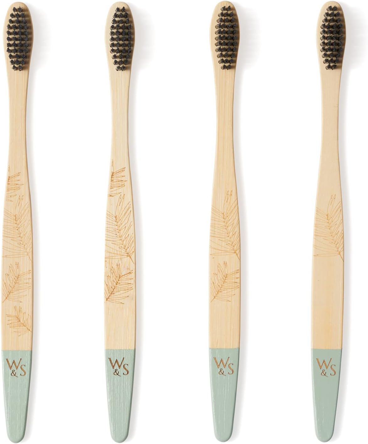Wild & Stone | Organic Bamboo Toothbrush | Four Different Pattens | Dupont Fibre Bristles | 100% Biodegradable Handle | Vegan Eco Friendly Bamboo Toothbrushes (Medium)