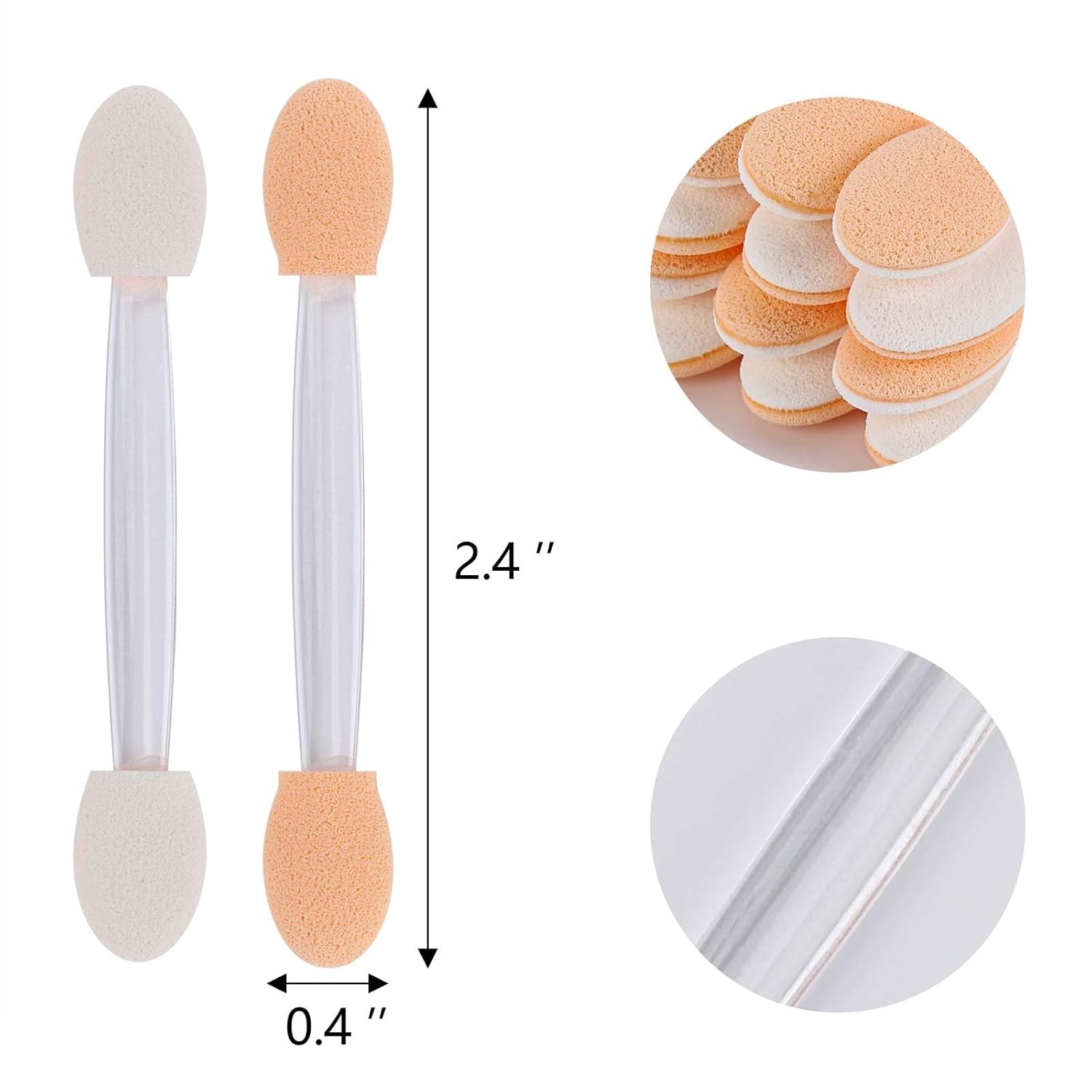 150 Eye Shadow Applicator Disposable Foam Makeup Brush Sponge Tipped Oval Eyeshadow Applicators Dual Sides with Container, Clear