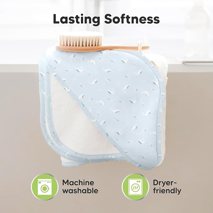 KeaBabies Hooded Baby Towel for Newborn - Viscose Derived from Bamboo Large Baby Bath Towels with Hood for Boys, Girls, Toddler, Extra Absorbent & Soft Newborn Bath Essentials (Blue Whale, Regular)