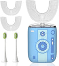 Adult Sonic Automatic Electric Toothbrush, 360° Oral Cleaning Stain Whitening, IPX7 Waterproof Rechargeable, u-Shape Brush Head*3+Straight Handle Brush Head*2, Suitable for Travel or Home Use