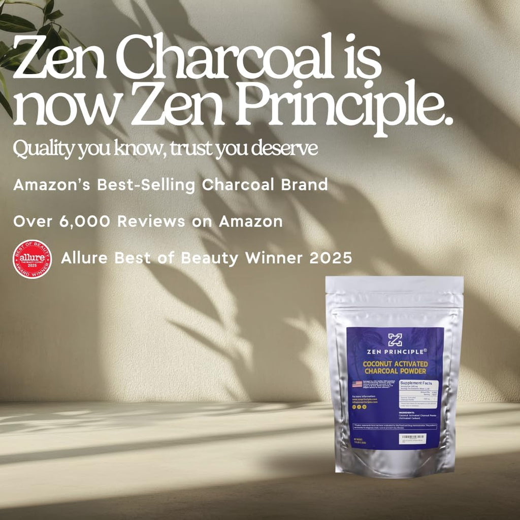 Zen Principle Hardwood Activated Charcoal Powder 100 Percent from USA Trees. All Natural. Whitens Teeth, Rejuvenates Skin and Hair, Supports Better Digestion, 8 oz.