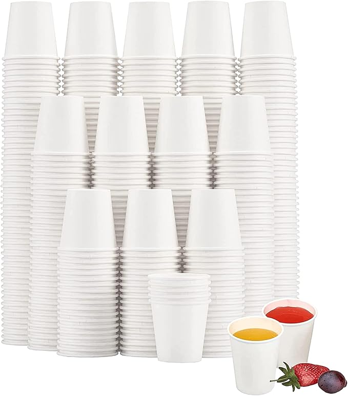 SIUQ 600 Pack 3 oz Paper Cups, Disposable Bathroom Cups, Small Mouthwash Cups, White Paper Cups, Hot/Cold Beverage Drinking Cup for Bathroom, Home, Party, Office, Picnic, Travel and Events