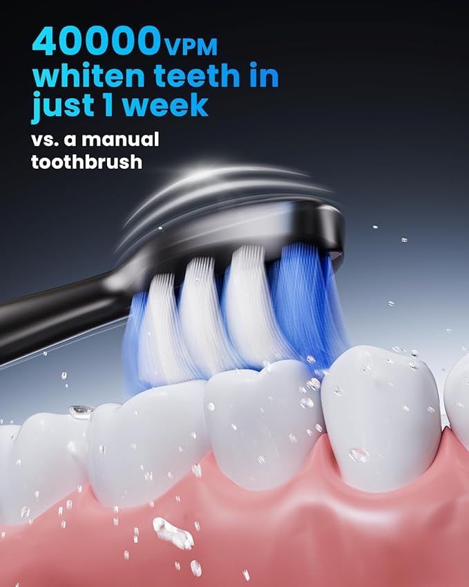 Onlyone Sonic Electric Toothbrush for Adults, Rechargeable Ultrasonic Electric Toothbrush with 8 Brush Heads, Travel Case, Charging Base & Wireless Charging - 5 Modes with Smart Timer