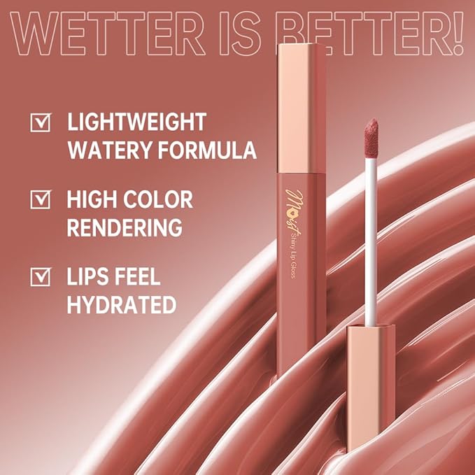 Lip Stain Hydrating High Shine – Lightweight Non-Sticky Glossy Lip Tint, Mirror Shine Moisturizing Lip Makeup for Plump & Full Lips, Long-Lasting Rich Color Lip Glaze, Soft Smooth Lip Gloss 07#