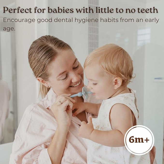 haakaa 360° Silicone Baby Toothbrush – 100% Soft Food Grade Silicone, BPA-Free, Suction Base, Safe for Babies 6 Months+, Gentle Gum and Teeth Cleaning for Infants, Gum Massager (Lilac)