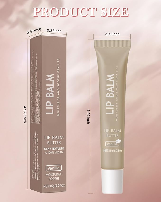 Lip Balm Butter Vanilla Beige,Hydrating Tinted Butter Lip Gloss,Sheer Lipgloss Lip Care Moisturizer,Smooth Lip Treatment,Jelly Yummy Glow Reviver Fat Lip Oil,Christmas Makeup Gift for Women-02