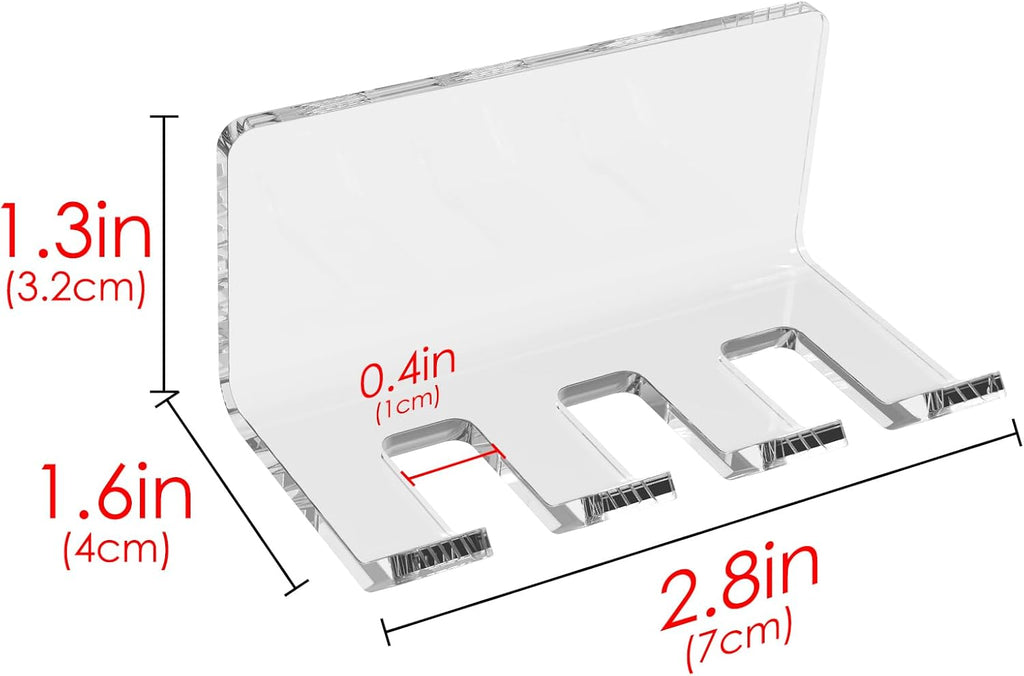 Self Adhesive Toothbrush Holders Wall Mounted, 3 Slots Electric Toothbrush Organizer for Shower, Multipurpose Rack Hanger for Power Plug, Razor, Key(Clear)
