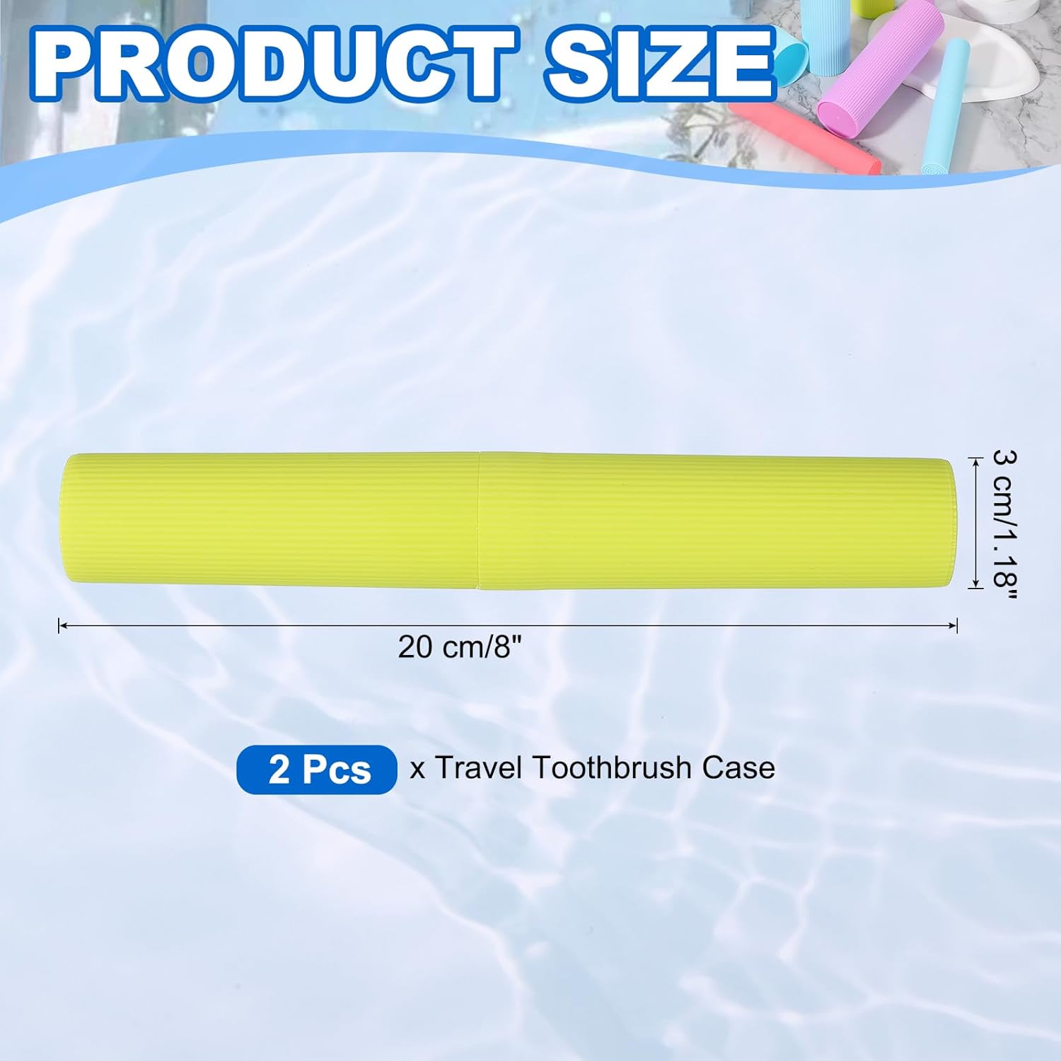 uxcell 2Pcs Travel Toothbrush Case, 7.9x1.2x1.2 Portable Travel Toothbrush Holder with Stripe, Plastic Toothpaste Container for Bathroom, Gym, Business Trip, Camping, Green