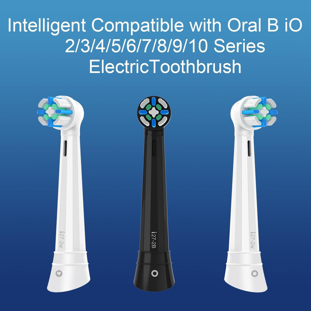 IO Replacement Heads Compatible with Oral B iO 2/3/4/5/6/7/8/9/10 Series Electric Toothbrush, Medium Bristles Brush Heads Compatible with Oral B, Deep Clean and Sensitive Care, 8 Pack Black