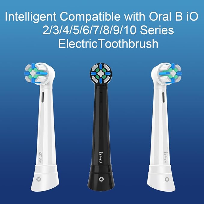 IO Replacement Heads Compatible with Oral B iO 2/3/4/5/6/7/8/9/10 Series Electric Toothbrush, Brush Heads with Medium Bristles Compatible with Oral B iO for Gentle Dental Care (6 Black)