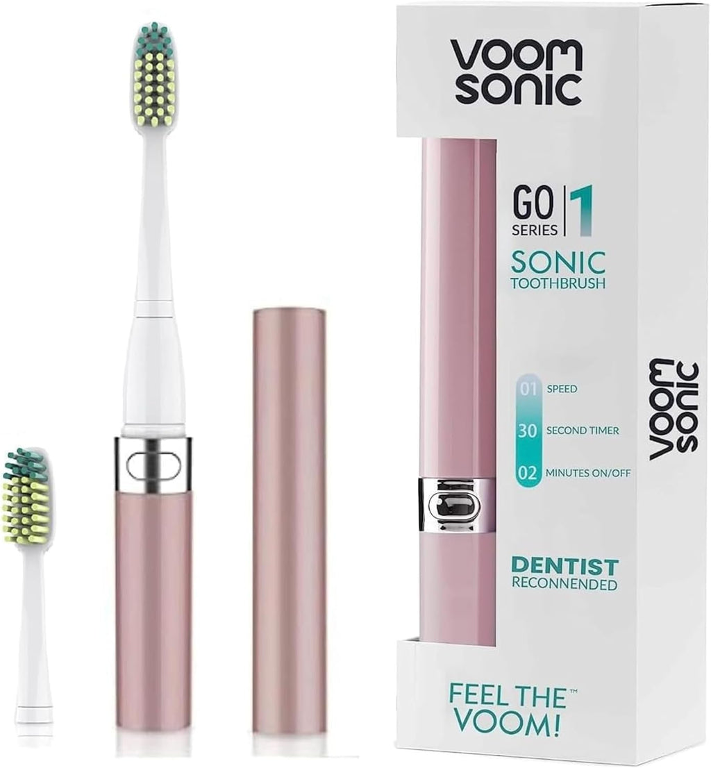 Voom Sonic Go 1 Series Travel Electric Toothbrush (Dentist Recommended) - Battery Operated Toothbrush for Adults & Kids, Sonic Toothbrush, Portable w/ 2 Minute Timer