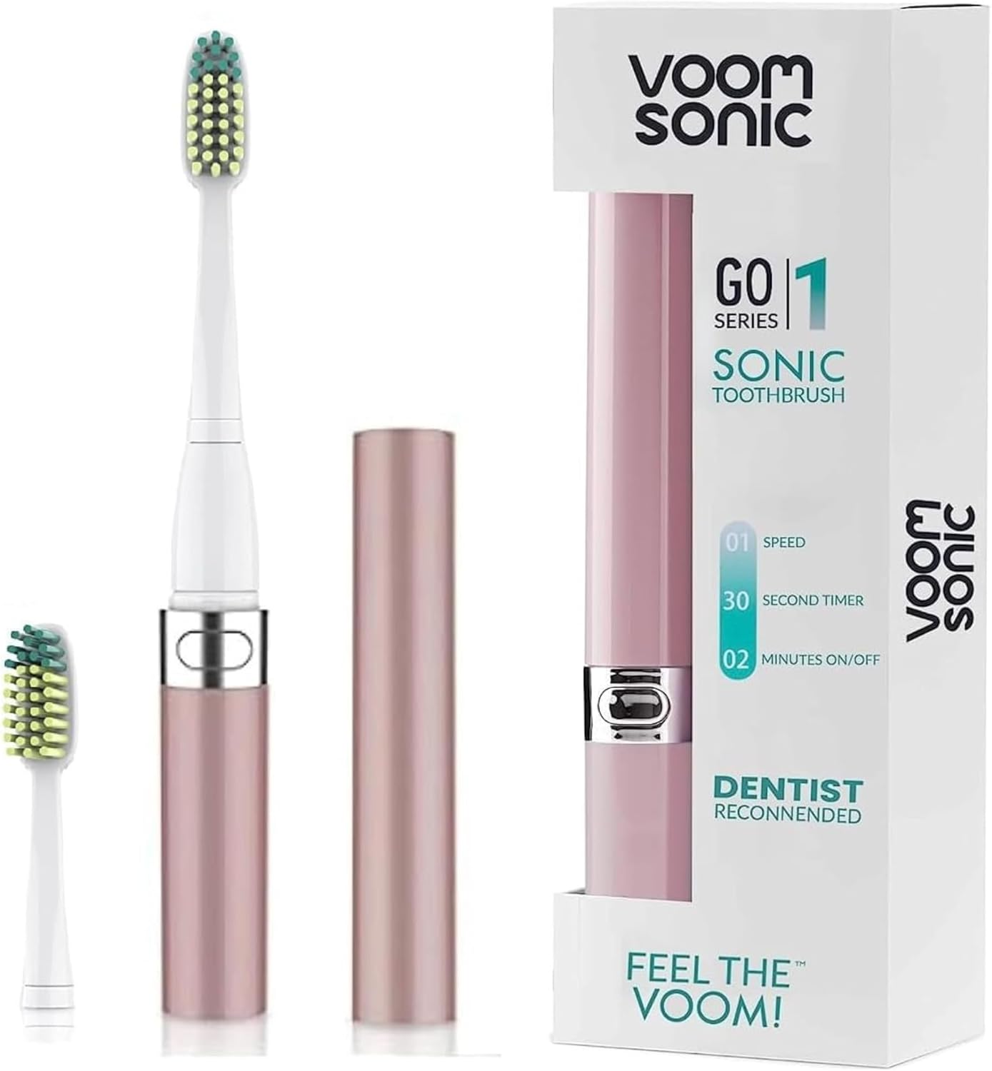 Voom Sonic Go 1 Series Travel Electric Toothbrush (Dentist Recommended) - Battery Operated Toothbrush for Adults & Kids, Sonic Toothbrush, Portable w/ 2 Minute Timer