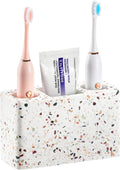 Luxspire Electric Toothbrush Holder, 3 Slots Large Toothbrush Toothpaste Stand, Resin Storage for Bathroom Accessories Vanity Counter Sink Organizer Caddy, Terrazzo