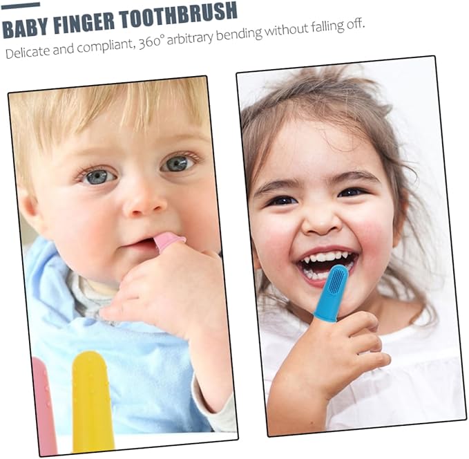 12Pcs Finger Toothbrush Silicone Oral Cleaner Tongue Brush Soft Bristles Ergonomic Fit for Gentle Gum Massage and Deep Plaque Removal