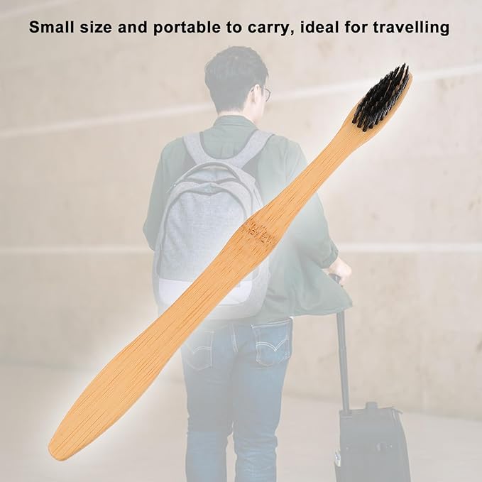 20 Pcs Biodegradable Toothbrushes with Soft Bristles Ergonomic Handle Portable Travel for Hotels Motels and Daily Use Organic Oral Care
