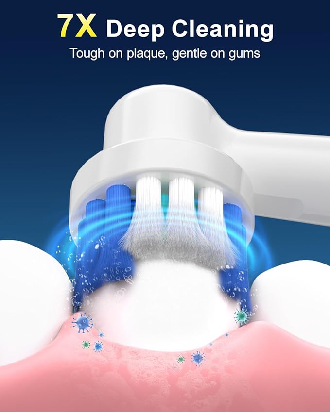 Rtauys Rotating Electric Toothbrush for Adults with 8 Brush Heads (2 Types), 5 Modes Rechargeable Power Toothbrush with Travel Case and 2 Minute Smrte Timer