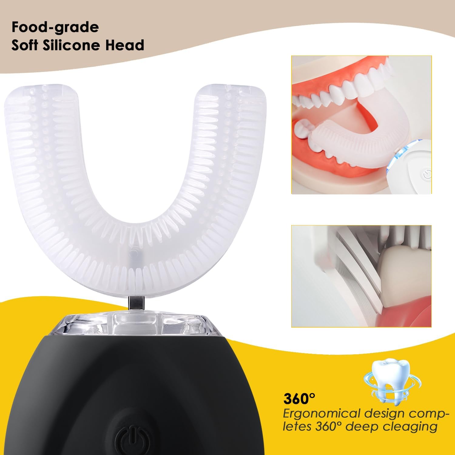 360 Ultrasonic Toothbrush, Automatic Toothbrushes Auto Sonic Tooth Brush, Teeth whitening Brush with Timer & Wireless Charging 360° Ultrasonic Electric Toothbrush for Adult