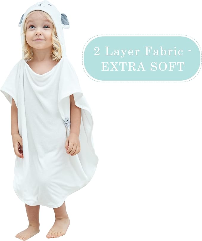 HIPHOP PANDA Hooded Towel - Rayon Made from Bamboo, Bath Towel with Bear Ears for Newborn, Babie, Toddler, Infant - Absorbent Large Baby Towel - Bear, 21.5 x 22.5 Inch