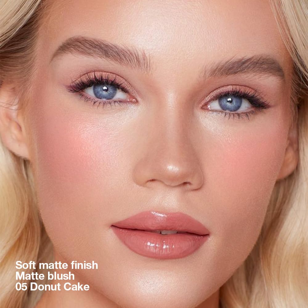 Single Pink Orange Matte Powder Blush Palette Face Makeup, Blush for Looks Younger Cheeks, Monochrome Cream Blushes Lightweight Long Lasting, Blush for Women All Skin Tones Paleta de, 05