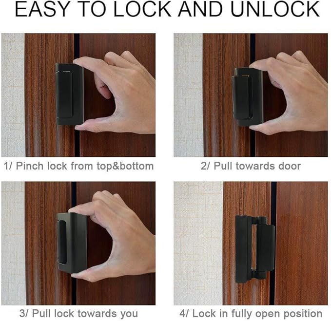 2 Pack Door Reinforcement Locks with 8 Screws, Home Security Door Lock for Toddler, Childproof Door Lock Night Lock Withstand 800 Lbs (Black)