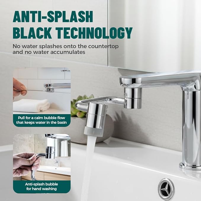 1440° Rotatable Faucet Aerator Extension, 2026 New U Shaped Robotic Arm Universal Faucet, 1080° Rotating Multifunctional Faucet Extender for Bathroom Sink Kitchen (1)