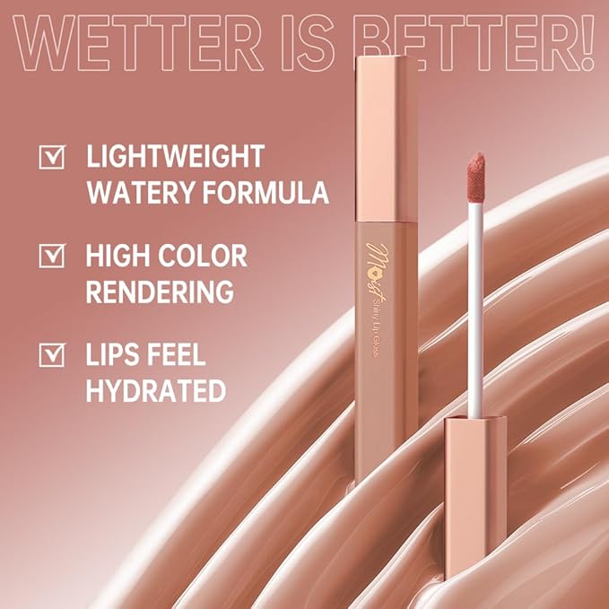 Lip Stain Hydrating High Shine – Lightweight Non-Sticky Glossy Lip Tint, Mirror Shine Moisturizing Lip Makeup for Plump & Full Lips, Long-Lasting Rich Color Lip Glaze, Soft Smooth Lip Gloss 06#