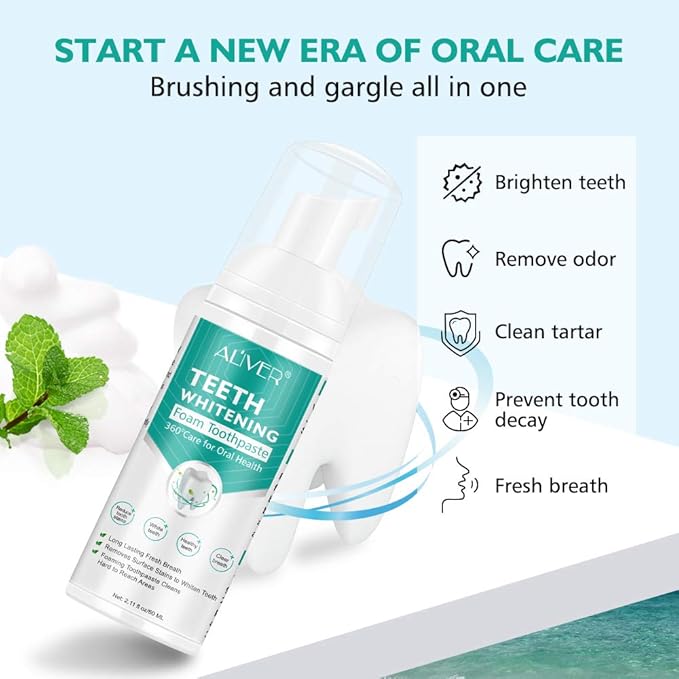 Foam Toothpaste, Teeth Whitening Toothpaste with Fluoride, Ultra-fine Mousse Foam Deeply Cleaning Gums,Stain Removal, Travel Friendly, Easy to Use, Oral Care-Toothpaste Replacement.