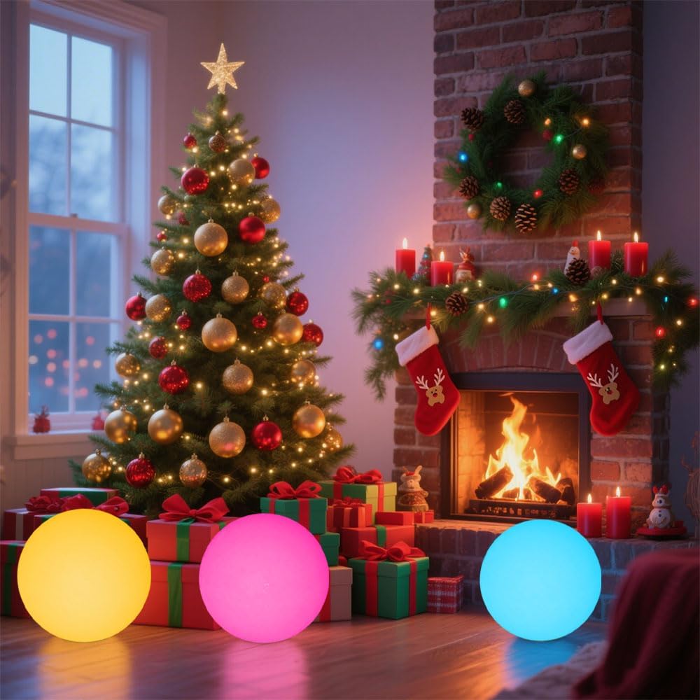16 In Cordless LED Glowing Ball Light, LED Globe Orb Night Light w/Remote,16RGB Color Changing Waterproof Light Up Ball Rechargeable Indoor/Outdoor Mood Lamp for Nursery Garden Patio Party Bar Decor.