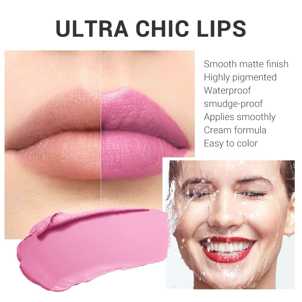 Pink Nude Lip Stick,Matte Cream Lipstick Set for Women,Long Lasting Waterproof Smudge Proof Velvet lipsticks Crayon,Lip Makeup Kit Travel Size,Vegan & Cruelty-free (Pack of 1)
