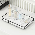 Vanity Tray Makeup Organizer Cosmetics Storage Bathroom Skincare Organizer Countertop Display Rack in Dresser Stainless Steel Shelf Marble Print Ceramic Trays