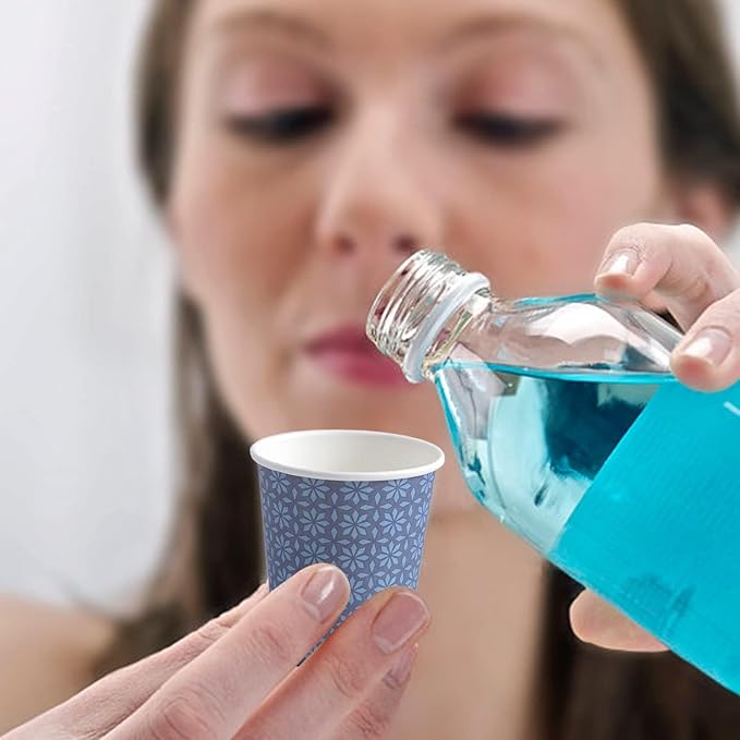 600 Pack 3oz Paper Cups, Disposable Bathroom Navy Floral Small Mouthwash Cups 3 OZ for Barth, Parties, Picnics, Barbecues, Travel and Events.