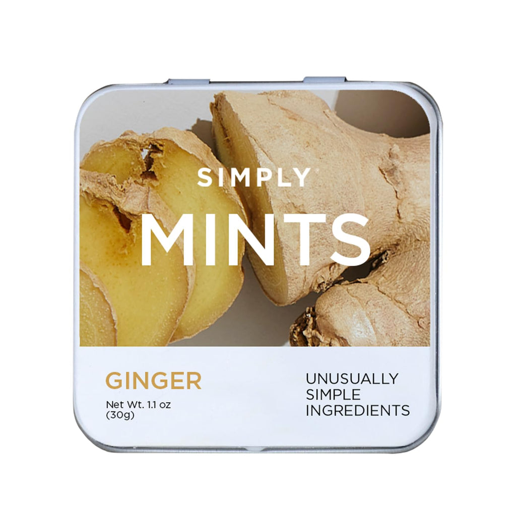 SIMPLY Mints | Ginger Breath Mints | Pack of Six (180 Pieces Total) | Made With Real Ginger + Good for Nausea + Aspartame-Free + Vegan + non-GMO