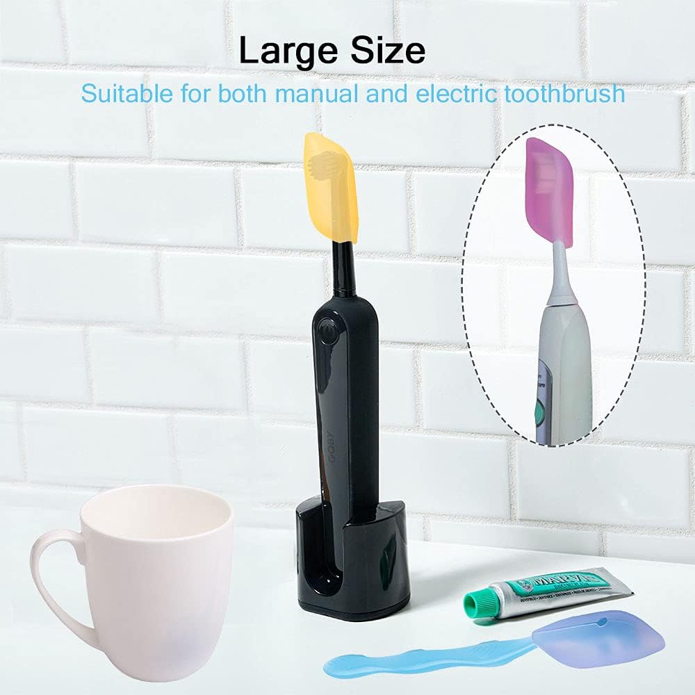 V-TOP Silicone Toothbrush Case Covers, 12 Pack Toothbrush Head Covers for Travel, Tooth Brush Covering for for Home and Outdoor